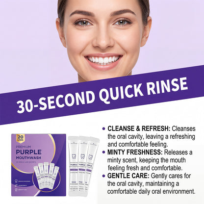 Purple Bright Mouthwash – Because White Teeth Start with the Right Swish.