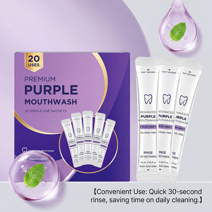 Purple Bright Mouthwash – Because White Teeth Start with the Right Swish.