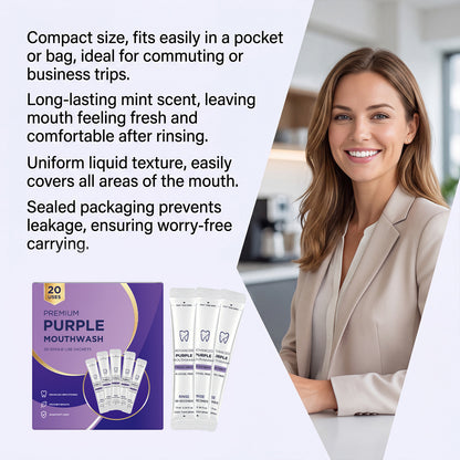 Purple Bright Mouthwash – Because White Teeth Start with the Right Swish.