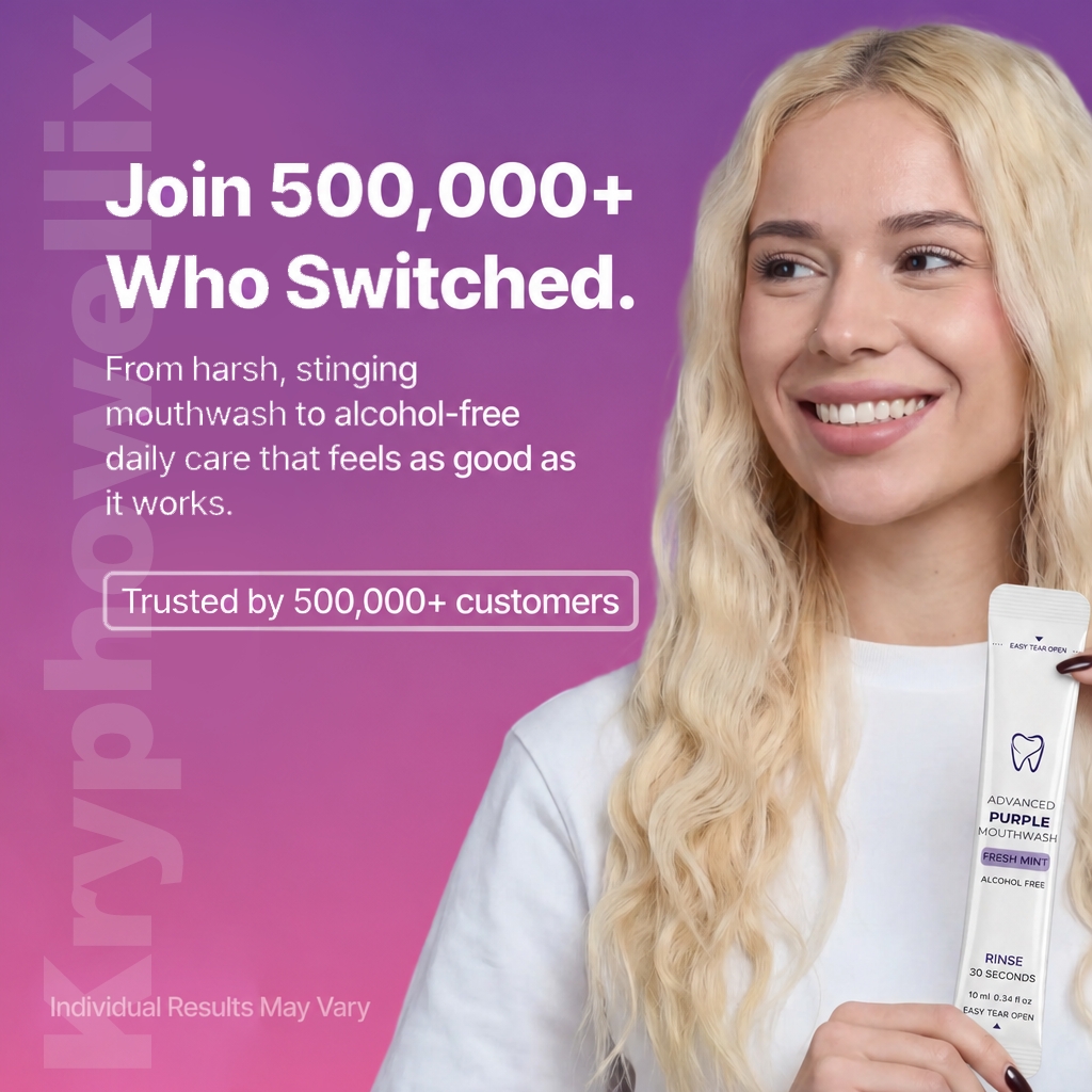 Purple Bright Mouthwash – Because White Teeth Start with the Right Swish.