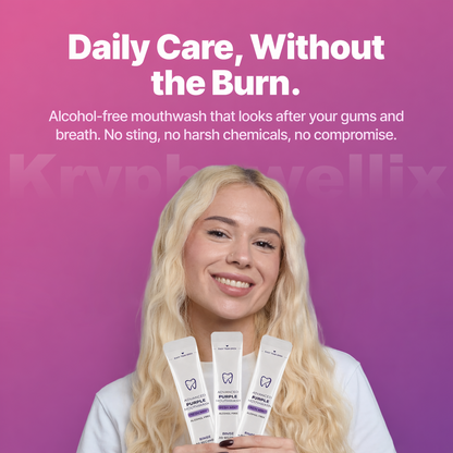 Purple Bright Mouthwash – Because White Teeth Start with the Right Swish.